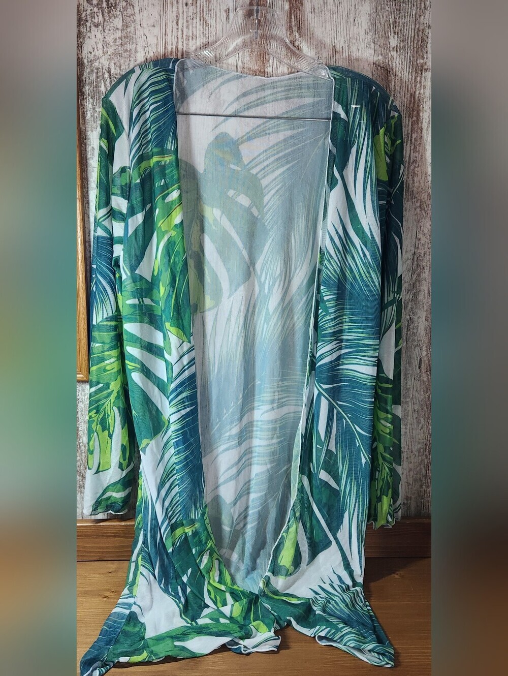 Lightweight Green Blue Tropical Leaf Swim Coverup